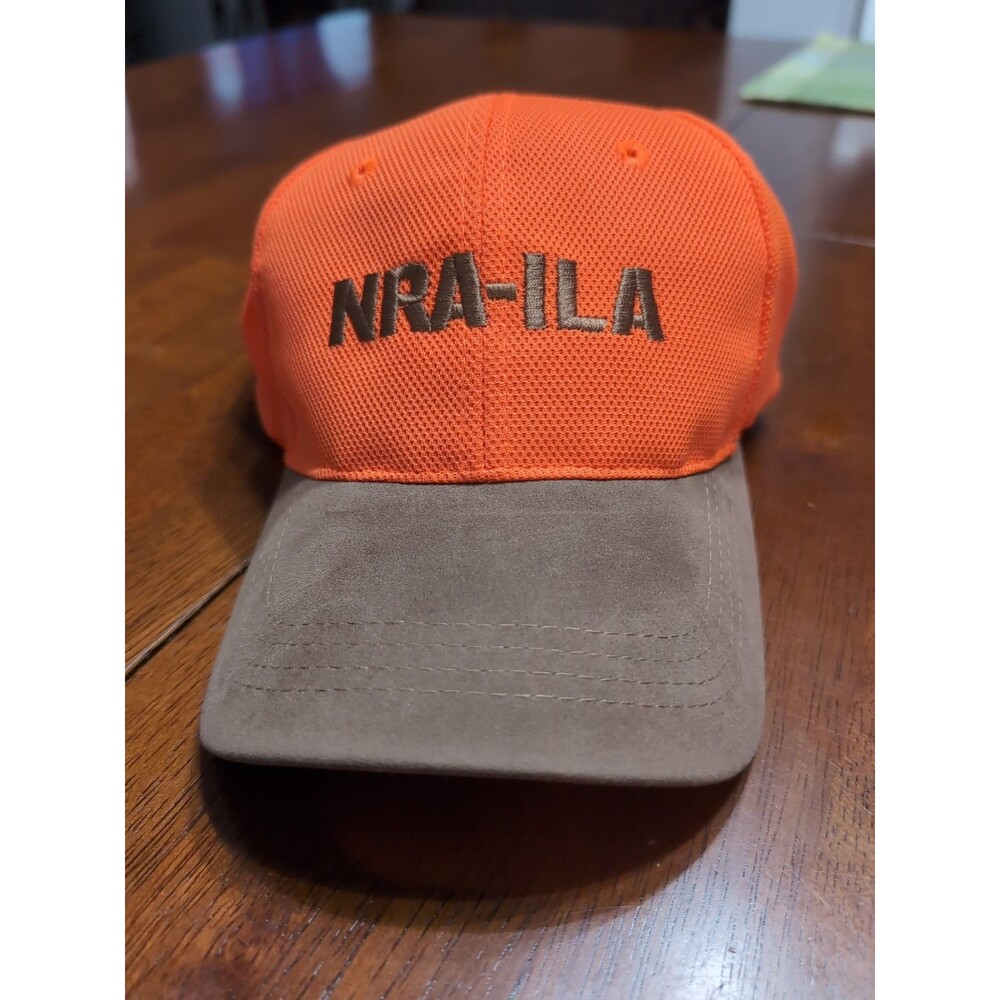 NRA-ILA Blaze Orange/Brown Embroidered Mens Cap/Hat Unisex Adult EUC